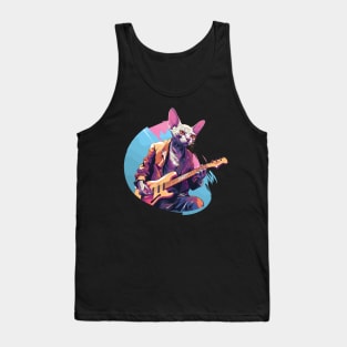 Sphynx Cat Playing Guitar Tank Top